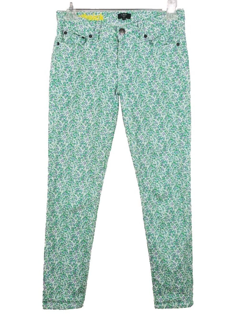 J. Crew  sz 0-2 waist 25 jeans toothpick stretch floral green white and purple